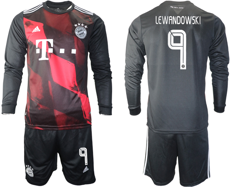 2021 Men Bayern Munich away long sleeves #9 soccer jerseys->bayern munich jersey->Soccer Club Jersey